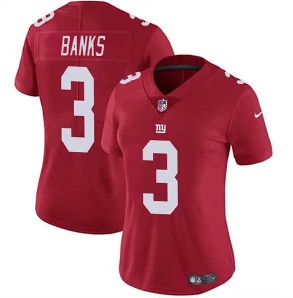Womens New York Giants #3 Deonte Banks Red Vapor Stitched Jersey Dzhi->->Women Jersey